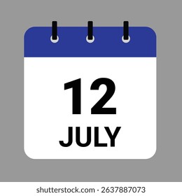 JULY 12 - Daily Calendar Icon - White Background