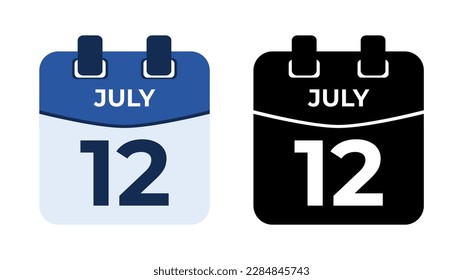 July 12 flat daily spiral calendar icon date vector image in matching color scheme. Suitable and perfect for design material, such as event or reminder. The best editable graphic resources.