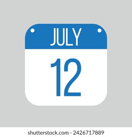 July 12 icon isolated on light background. Calendar vector symbol modern for the month of July