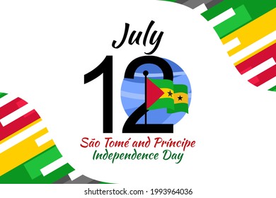 12 de julio, Día de la Independencia de Santo Tomé y Príncipe. Adecuado para tarjetas de felicitación, afiches y banner. 