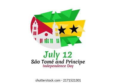 July 12, Independence day of São Tomé and Príncipe vector illustration. Suitable for greeting card, poster and banner. 