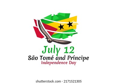 July 12, Independence day of São Tomé and Príncipe vector illustration. Suitable for greeting card, poster and banner. 