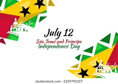 July 12, Independence day of São Tomé and Príncipe vector illustration. Suitable for greeting card, poster and banner. 