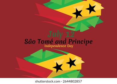 July 12, Independence day of São Tomé and Príncipe vector illustration. Suitable for greeting card, poster and banner. 