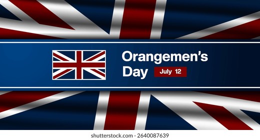 July 12 is Orangemens Day. United Kingdom flag. Great for posters, banners and social media. Orange background.