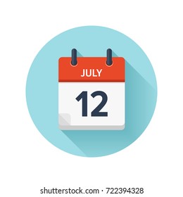 July 12. Vector flat daily calendar icon. Date and time, day, month 2018. Holiday. Season.