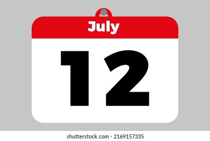 July, 12. White and red calendar.