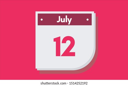 July 12th calendar icon. Day 12 of month. Vector illustration. svg