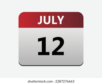 July 12th calendar icon vector. Concept of schedule. business and tasks. vector illustrator. svg
