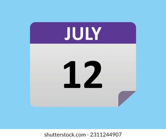 July 12th calendar icon vector. Concept of schedule. business and tasks. vector illustrator. svg