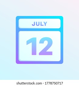 12 de julio en una página de calendario de un solo día.