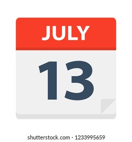 July 13 - Calendar Icon - Vector Illustration