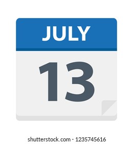 July 13 - Calendar Icon - Vector Illustration