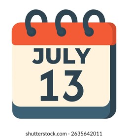 July 13 calendar vector on white background
Vector calendar with date