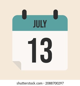 July 13st calendar page, vector