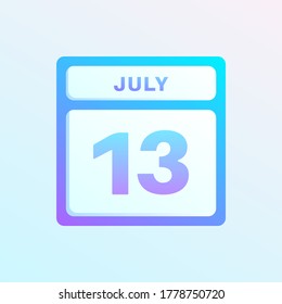 July 13th date on a single day calendar page.