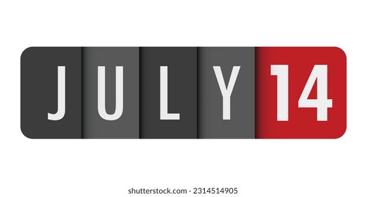JULY 14 black and red vector typography banner