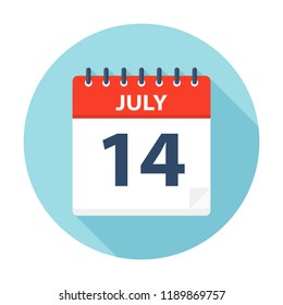 July 14 - Calendar Icon - Vector Illustration