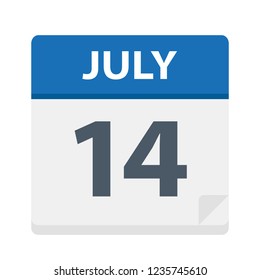 July 14 - Calendar Icon - Vector Illustration