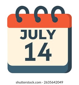July 14 calendar vector on white background
Vector calendar with date