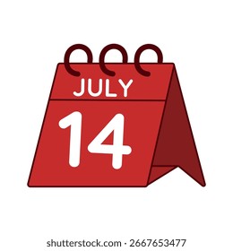 14 de julho vetor do calendário da mesa no fundo branco
Ícone simples de calendário vermelho vetorial