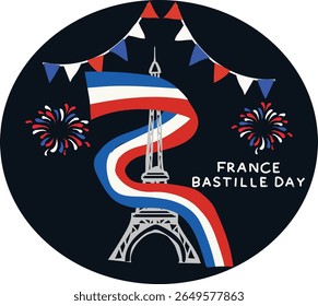 July 14 is france bastille day Vector illustration.
Good for banner, poster, greeting card, party card, invitation, template, advertising, campaign, and social media. 