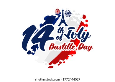 July 14, Happy bastille day (Fête nationale française) vector illustration. Suitable for greeting card, poster and banner