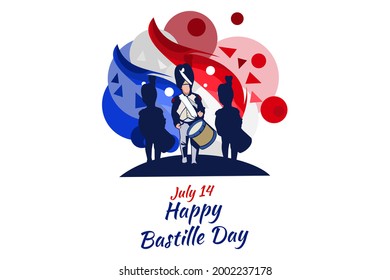 July 14, Happy Bastille Day vector illustration. Suitable for greeting card, poster and banner.