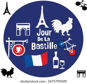 july 14 is jour de la bastille  france vector illustration. 
Good for banner, poster, greeting card, party card, invitation, template, advertising, campaign, and social media. 
