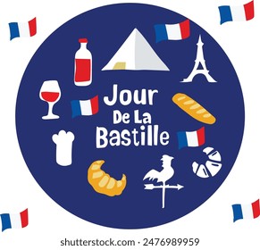 july 14 is jour de la bastille  france vector illustration. 
Good for banner, poster, greeting card, party card, invitation, template, advertising, campaign, and social media. 
