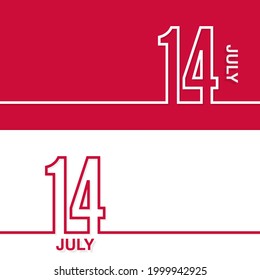 July 14. Set of vector template banners for calendar, event date.