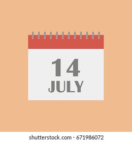 July 14.Calendar icon.