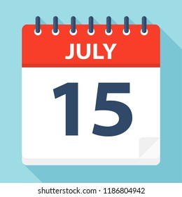 July 15 - Calendar Icon - Vector Illustration