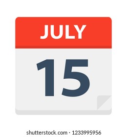 July 15 - Calendar Icon - Vector Illustration