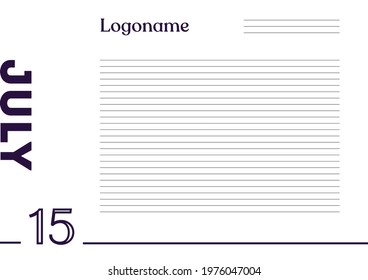 July 15 Calendar on notebook paper background with your logo
