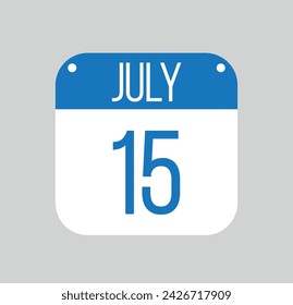 July 15 icon isolated on light background. Calendar vector symbol modern for the month of July