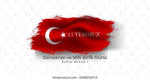 15 de julho, 15 temmuz demokrasi ve milli birlik günü. bandeira turca, Tradução: O Dia da Democracia e da Unidade Nacional da Turquia. ilustração vetorial