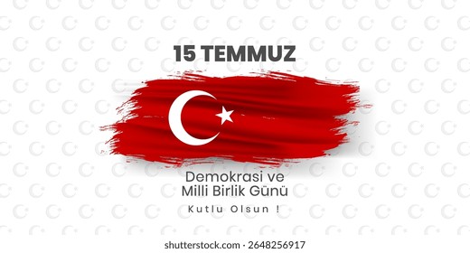 15 de julho, 15 temmuz demokrasi ve milli birlik günü. bandeira turca, Tradução: O Dia da Democracia e da Unidade Nacional da Turquia. ilustração vetorial