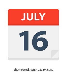 July 16 - Calendar Icon - Vector Illustration