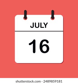 July 16. Daily Calendar icon for design. Simple design for business brochure, flyer, print media, advertisement. Easily editable.