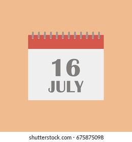 July 16.Calendar icon.
