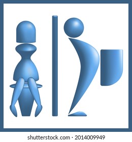 17. Juli 2021 : Vektorgrafik des Toilettenzeichens im 3D-Stil.