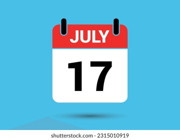 July 17 Calendar Date Flat Icon Day 17 Vector Illustration