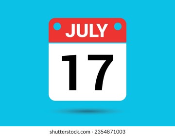 17. Juli Kalendertag flaches Symbol Tag 17 Vektorgrafik