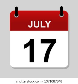 July 17 , calendar icon vector illustration