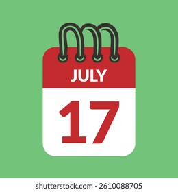 July 17 Calendar icon vector illustration.