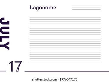 July 17 Calendar on notebook paper background with your logo