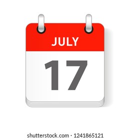 July 17 date visible on a page a day organizer calendar