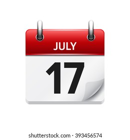 July  17. Vector flat daily calendar icon. Date and time, day, month. Holiday.
