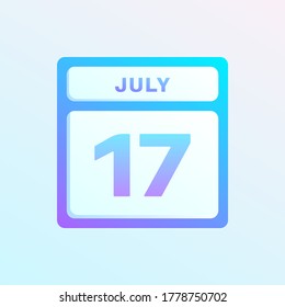 July 17th date on a single day calendar page.